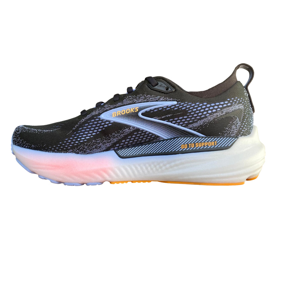 Vista laterale scarpe running Brooks Glycerin GTS 22 donna con sistema GuideRails per supporto naturale
