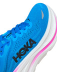 Profilo esterno Hoka One One Bondi 9 con logo Hoka e design completamente rinnovato per running donna