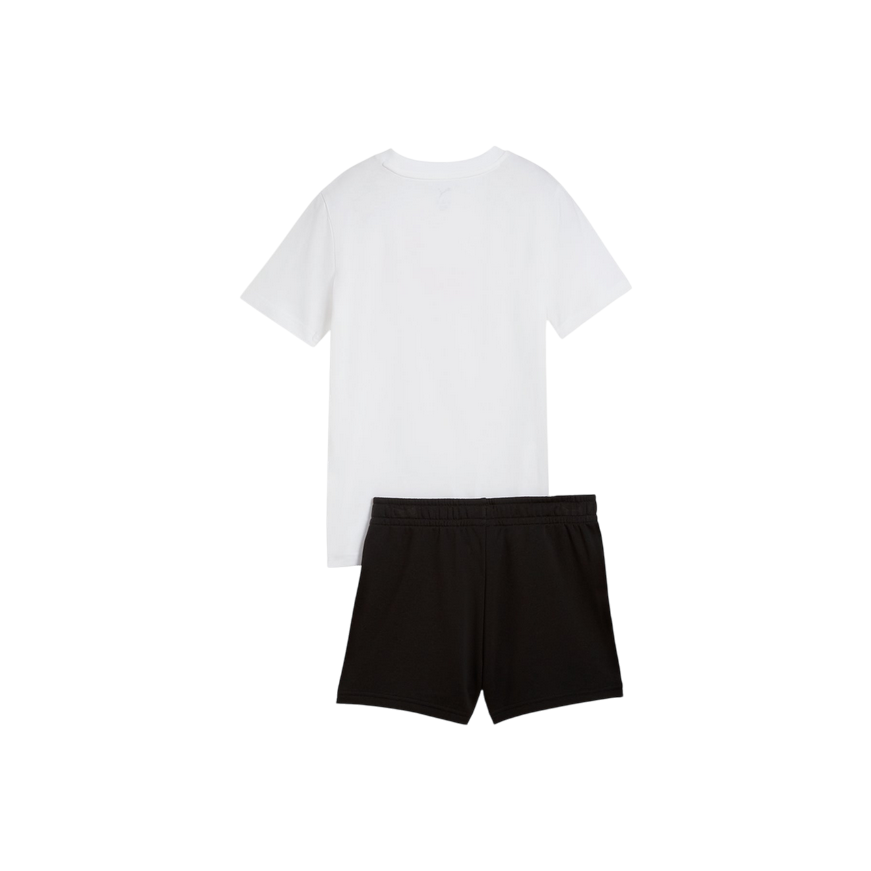 Puma completo maglietta e pantaloncino junior Essential 686307-02 bianco-nero-salmone, posteriore