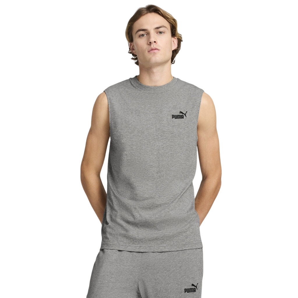 Puma maglietta smanicata da uomo con Logo piccolo Essentials 682626-03 grigio