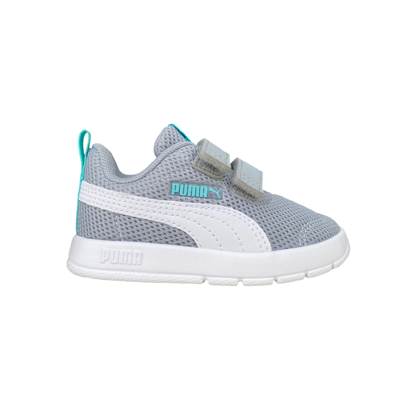 Puma scarpa da ginnastica con strappo da bambino Courtflex V3 Mesh 398086-06 grigio-bianco