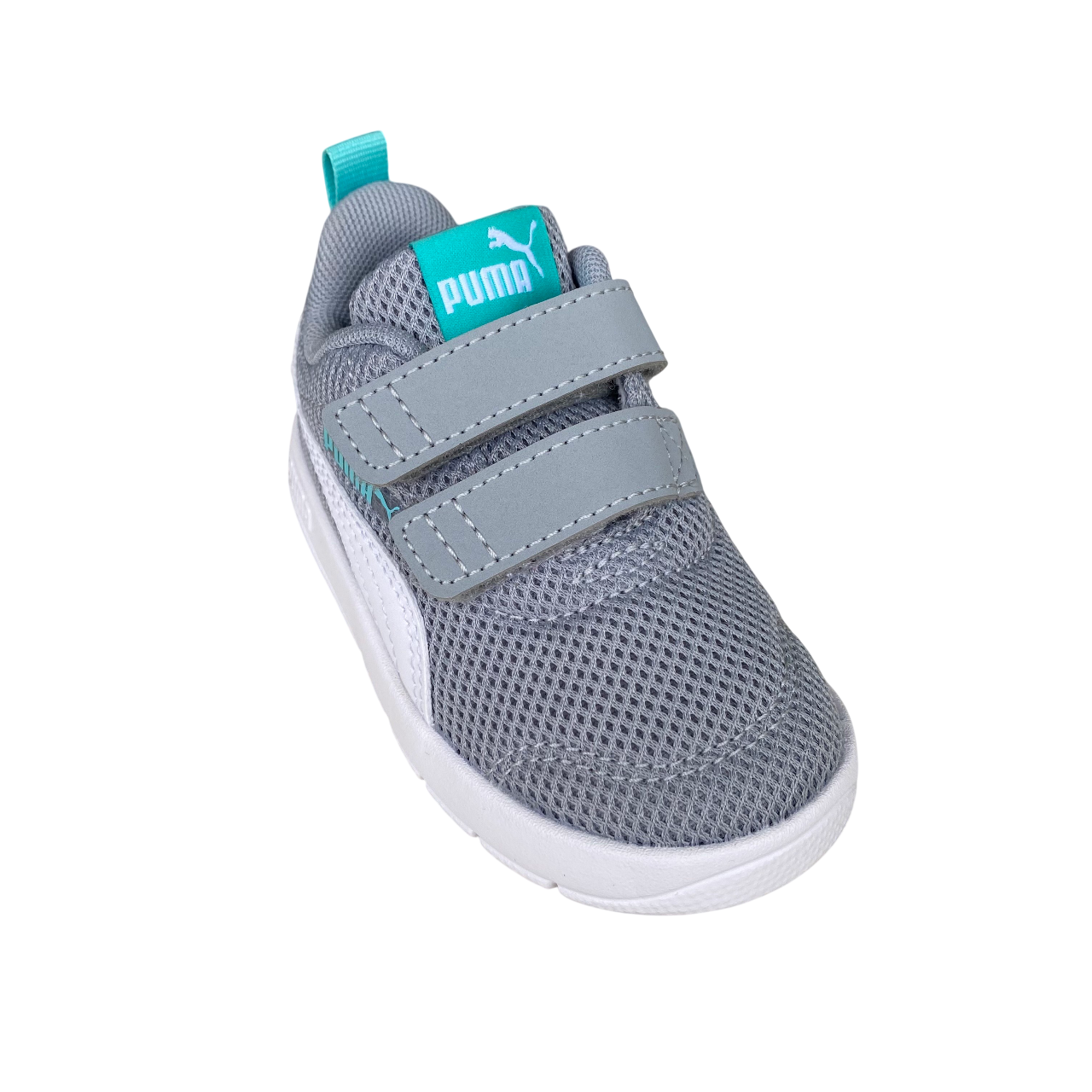 Puma scarpa da ginnastica con strappo da bambino Courtflex V3 Mesh 398086-06 grigio-bianco