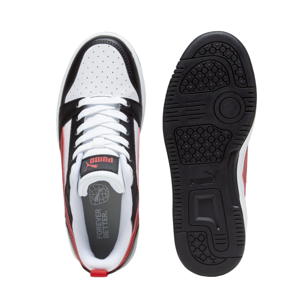 Puma scarpa sneakers da ragazzi Rebound v6 393833-04 bianco-nero-rosso