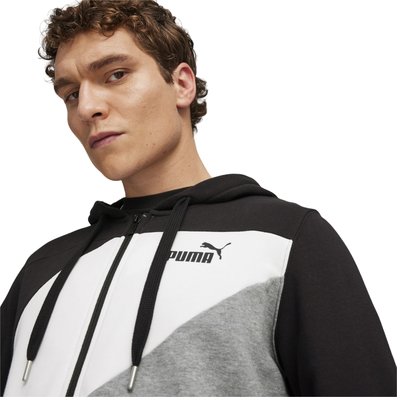 Puma tuta sportiva da uomo con cappuccio 679730-01 nero-bianco