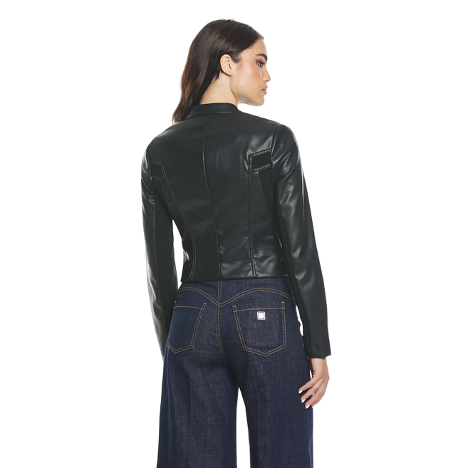 Relish giubbino effetto pelle da donna con collo coreano Ambrose RDP2405011001 nero