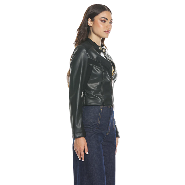 Relish giubbino effetto pelle da donna con collo coreano Ambrose RDP2405011001 nero