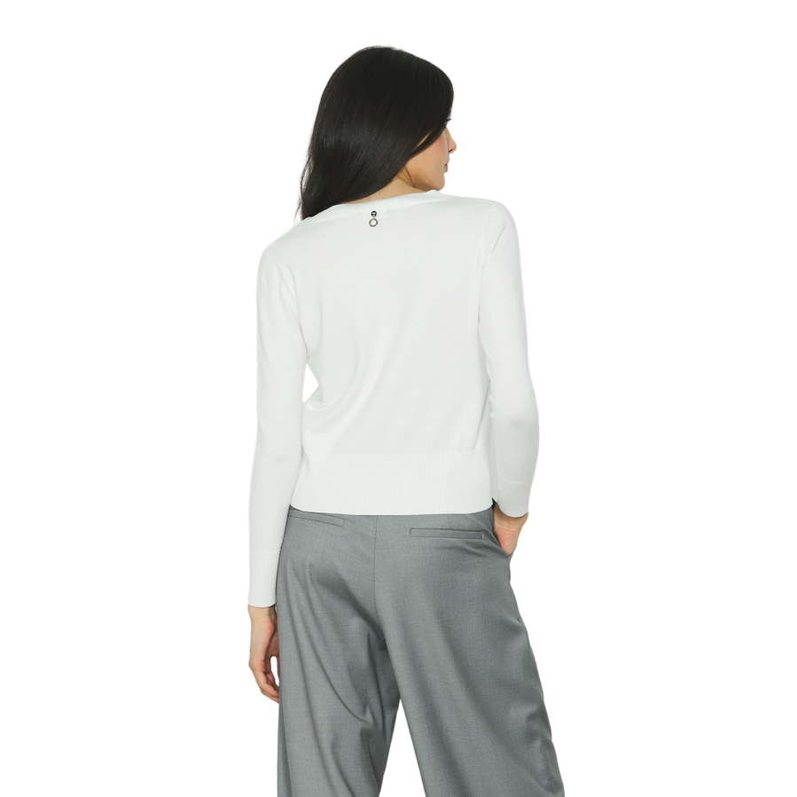 Relish maglia manica lunga con scollo ampio con strass Morgana RDA2402605059 latte