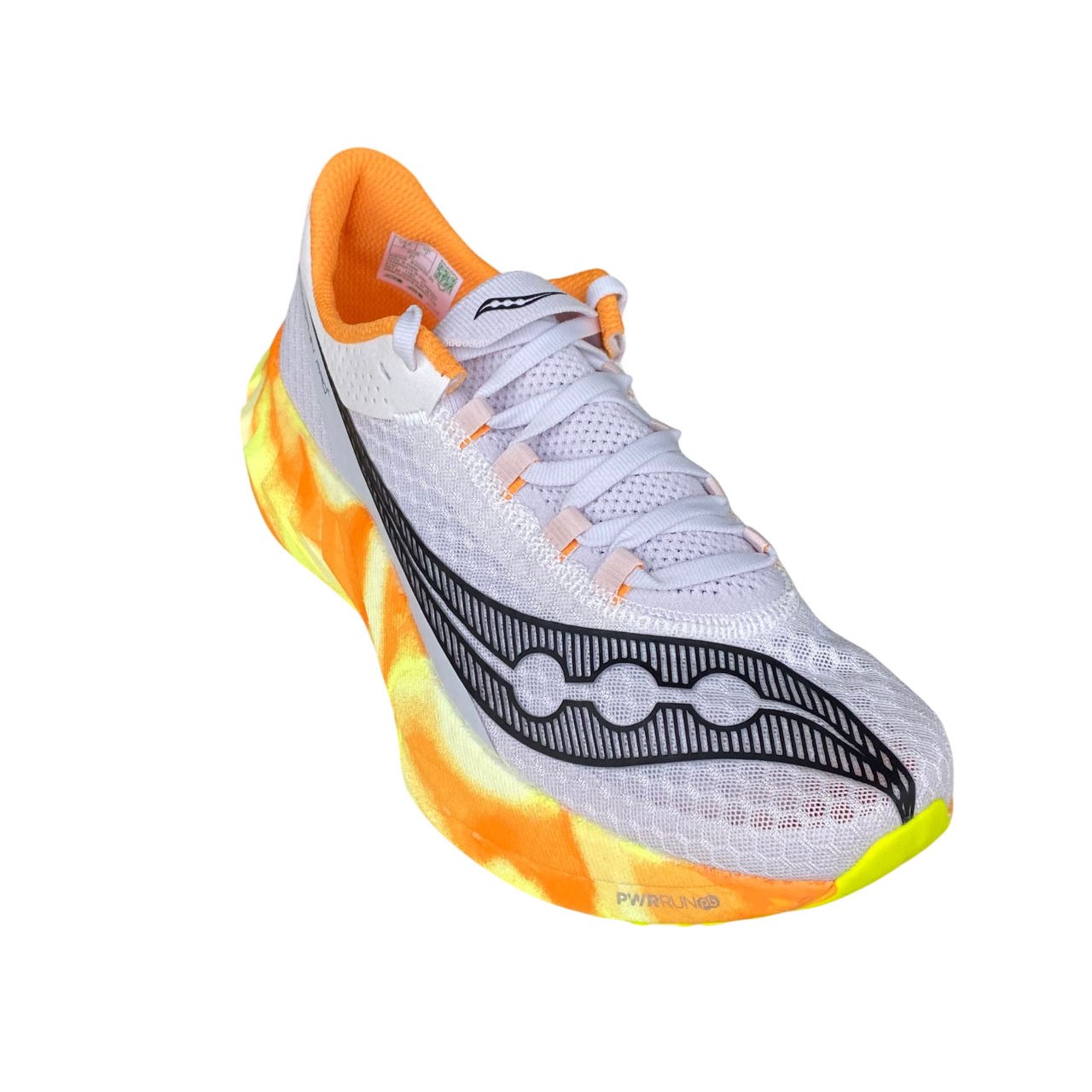 Vista dall'alto Saucony Endorphin Pro 4 S20939-30 nebbia-giallo con tomaia in mesh FORMFIT