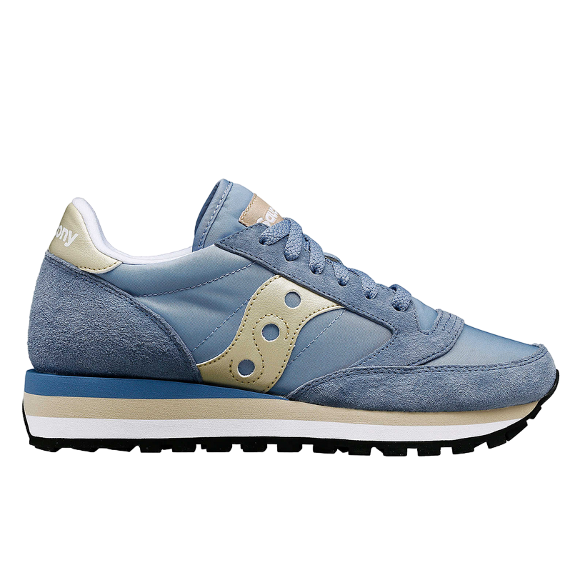 Saucony Originals Jazz Triple S60530-44 sneakers da donna in blu chiaro e oro con intersuola tripla e design iconico