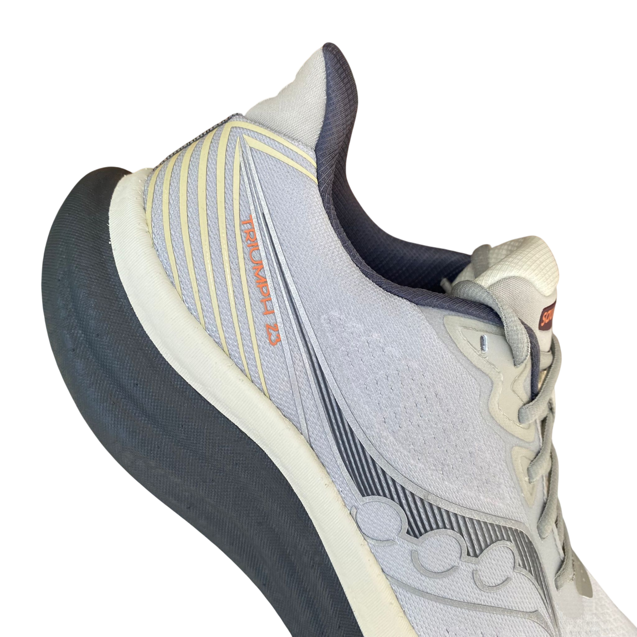 Scarpe running Saucony Triumph 23 colore grigio-ombra da uomo, tecnologia PWRRUN+ per massima ammortizzazione, tomaia traspirante e supporto ottimale per lunghe distanze - tacco