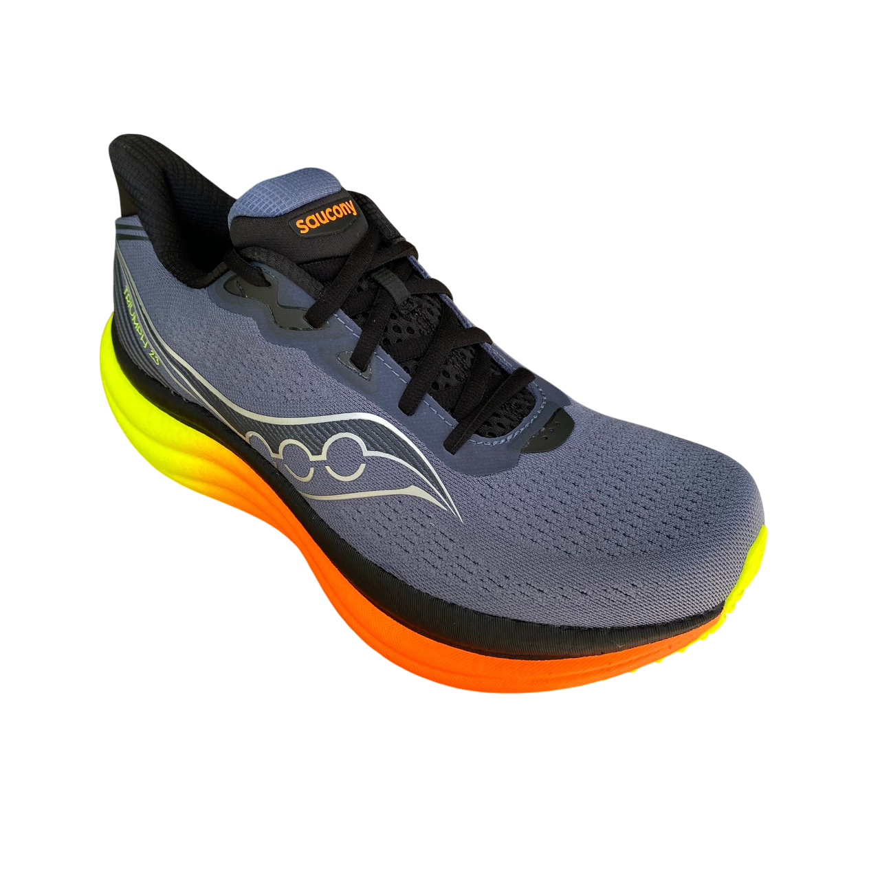 Scarpe da corsa Saucony Triumph 23 colore ombra-giallo da uomo, suola PWRRUN+ ammortizzata, tomaia traspirante e supporto ottimale per lunghe distanze - alto