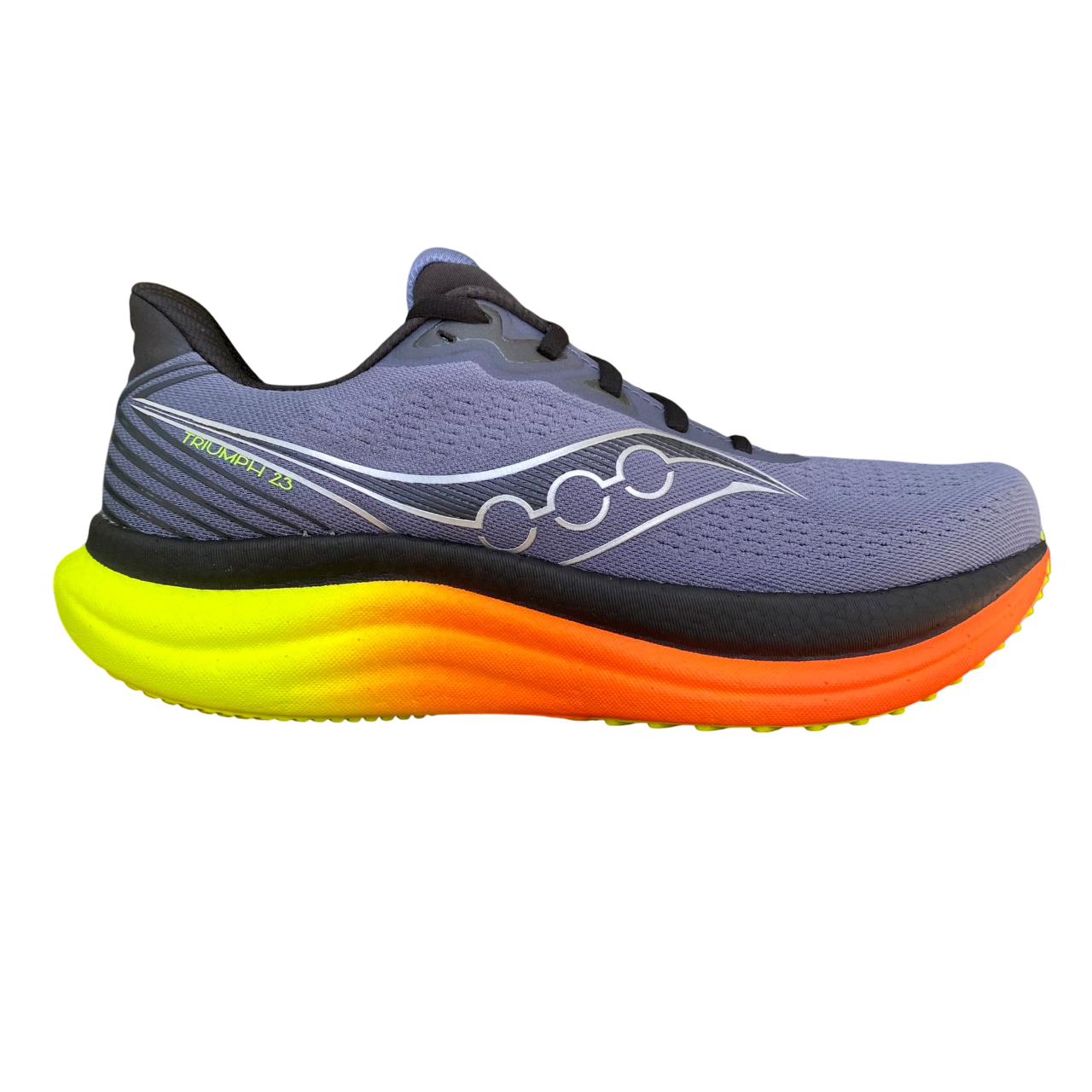 Scarpe da corsa Saucony Triumph 23 colore ombra-giallo da uomo, suola PWRRUN+ ammortizzata, tomaia traspirante e supporto ottimale per lunghe distanze - esterna