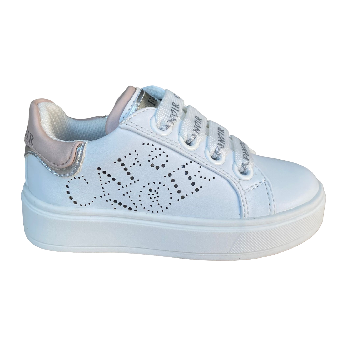 Scarpe Cafè Noir C-2401w bianche per bambina con laccio e zip laterale, design elegante e confortevole per uso quotidiano - esterno