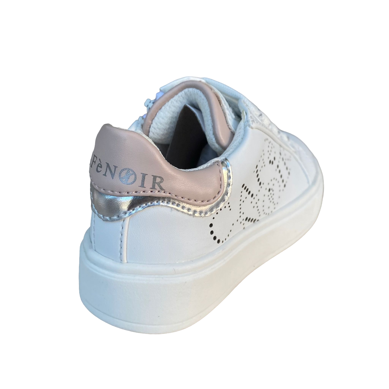 Scarpe Cafè Noir C-2401w bianche per bambina con laccio e zip laterale, design elegante e confortevole per uso quotidiano - tallone