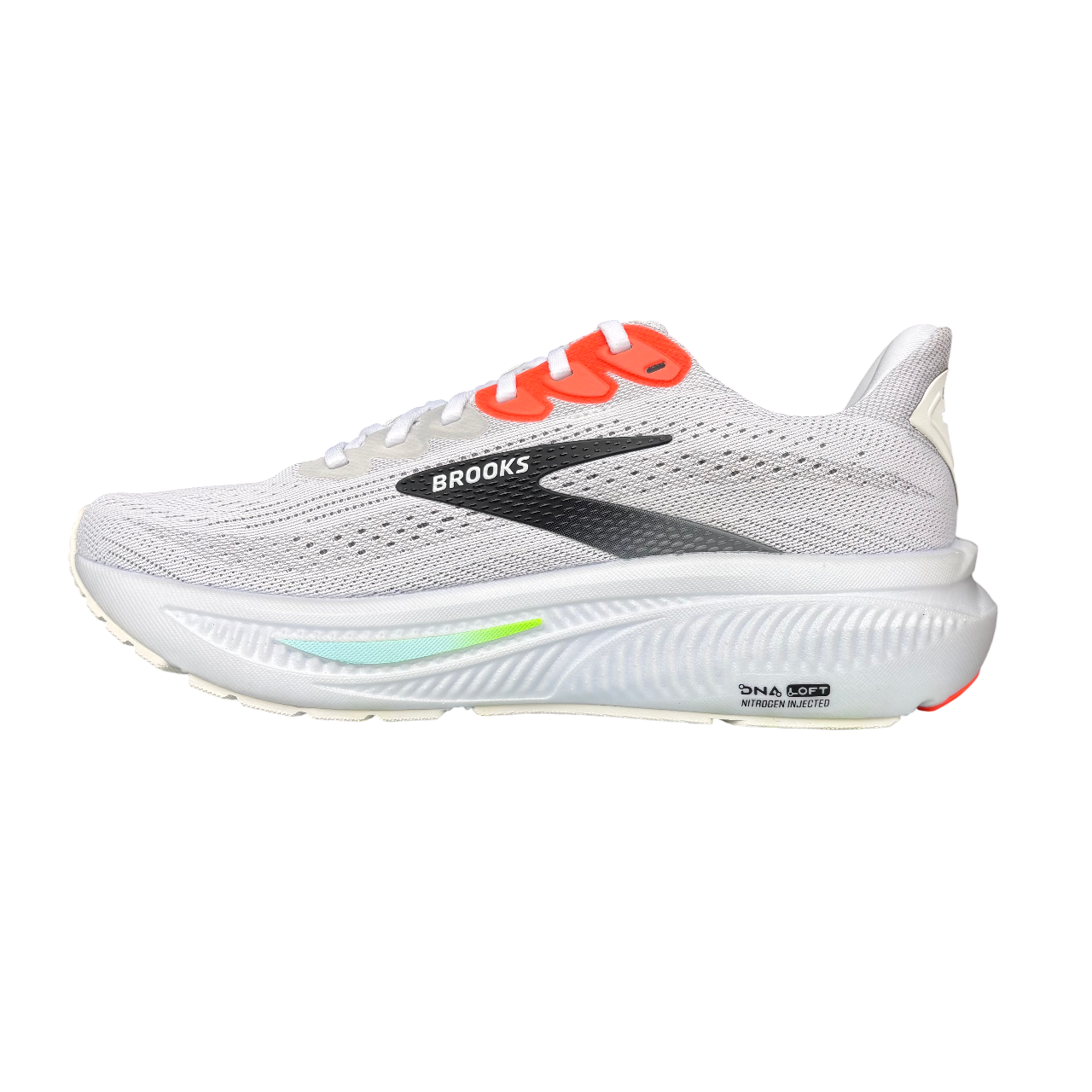 Scarpe da running Brooks Ghost 17 modello 110442 1D 112 in colorazione bianco, rosa e verde per uomo