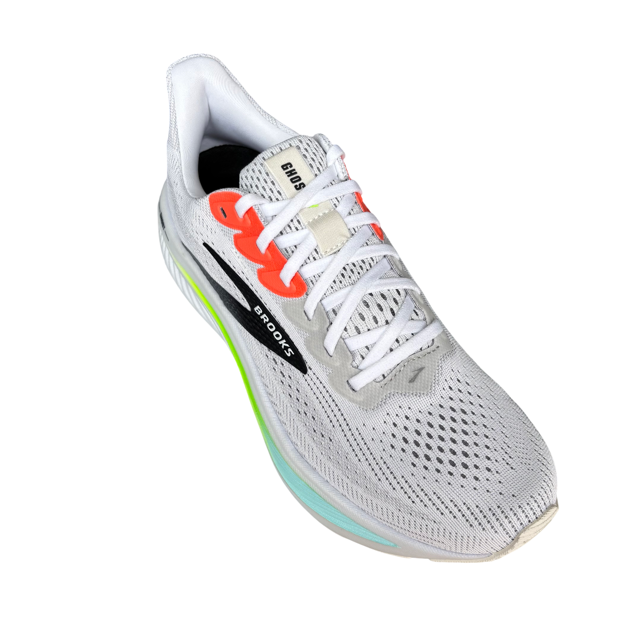 Scarpe da running Brooks Ghost 17 modello 110442 1D 112 in colorazione bianco, rosa e verde per uomo