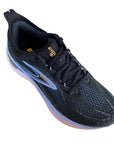Scarpe da corsa Brooks Glycerin GTS 22 donna colore nero blu arancio con tecnologia GuideRails, vista dall'alto