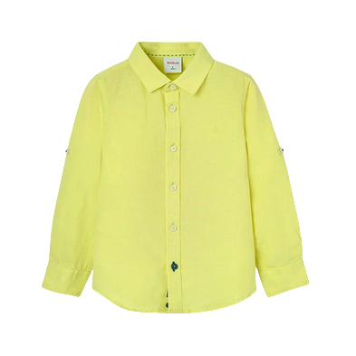 Boboli camicia bambino e ragazzo in lino a manica lunga 736039-1179 lemon