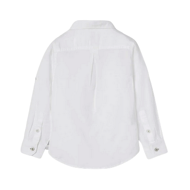 Boboli camicia a manica lunga in lino da bambino e ragazzo 736039-1100 bianca