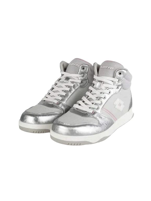 Lotto Scarpa da ginnastica da ragazza alta con Zip Rocket AMF Metal 218173 9F2 mushroom gray-white-silver