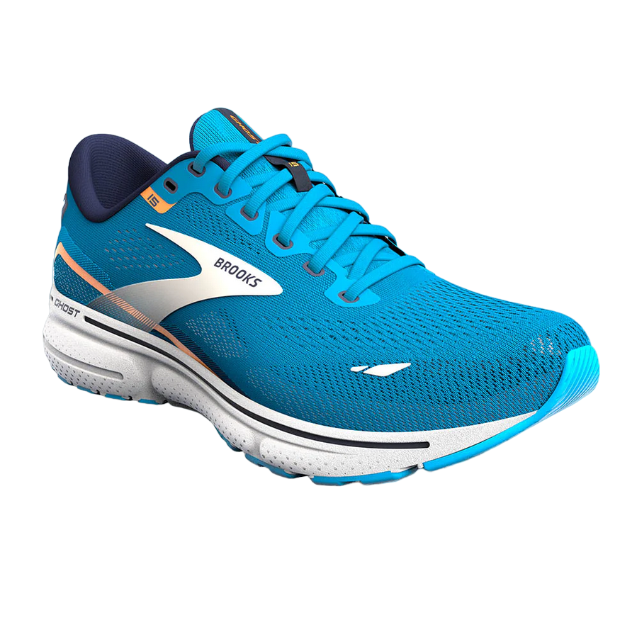Brooks scarpa da corsa da uomo Ghost 15 1103931D480 blu chiaro-arancio