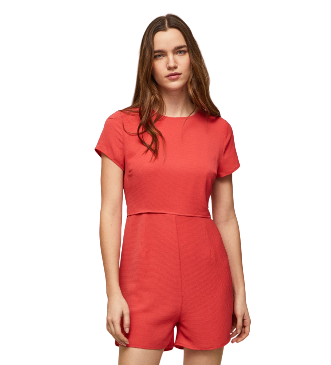 Pepe Jeans Tuta corta casual da donna in tessuto crepe Pernella PL230442 217 rosso
