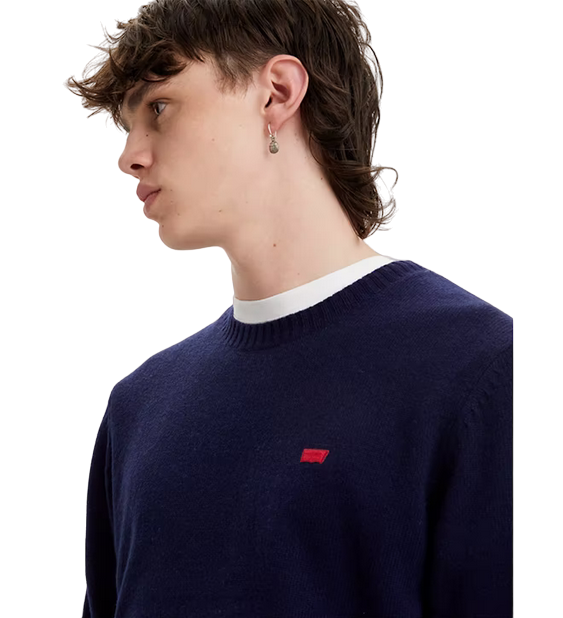 Levi's maglioncino girocollo da uomo manica lunga Housemark A4320-0001 blu
