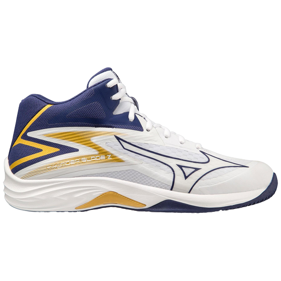 Mizuno scarpa da pallavolo da uomo Thunder Blade Z Mid V1GA237543 bianco blu oro