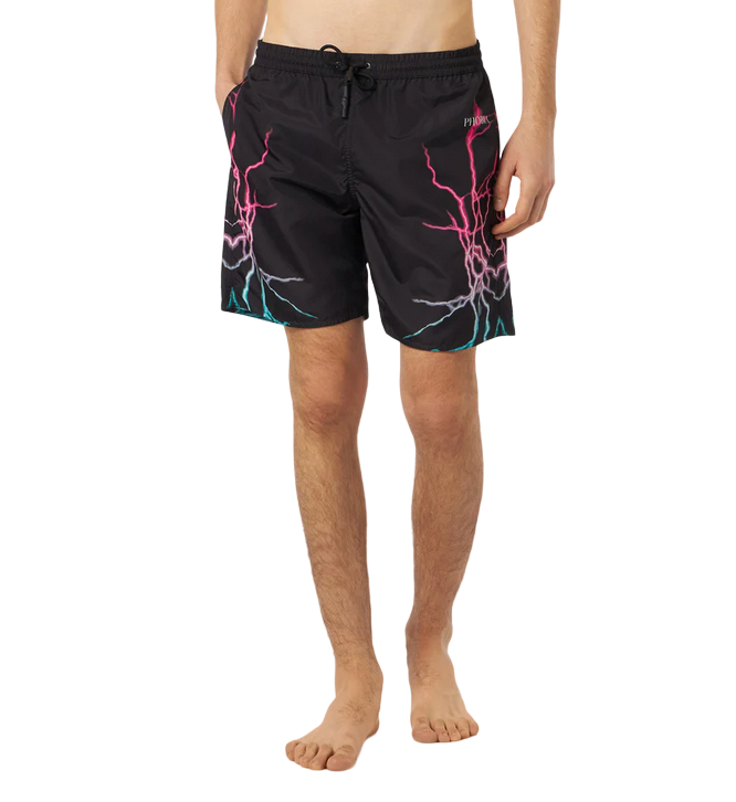 Phobia costume da bagno da uomo nero PH00679 stampa fulmini bicolore rosa-blu