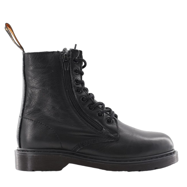 Shooters Anfibio in pelle morbida da donna con laccio e zip laterale S11330-01 nero