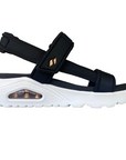 Sandali Skechers Uno Summer Stand2 neri donna 119813 vegan con suola ammortizzata e design estivo elegante vista laterale esterna