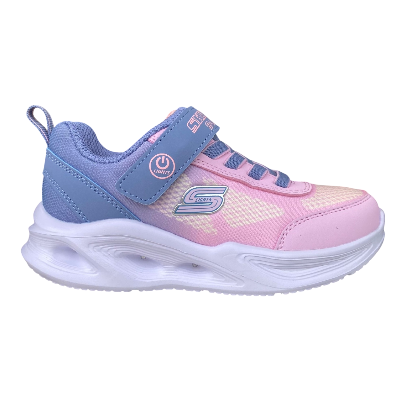 Skechers scarpa da ginnastica a bambina con luci S-Lights Sola Glow Ombre Deluxe 303714L/GYLP grigio-rosa