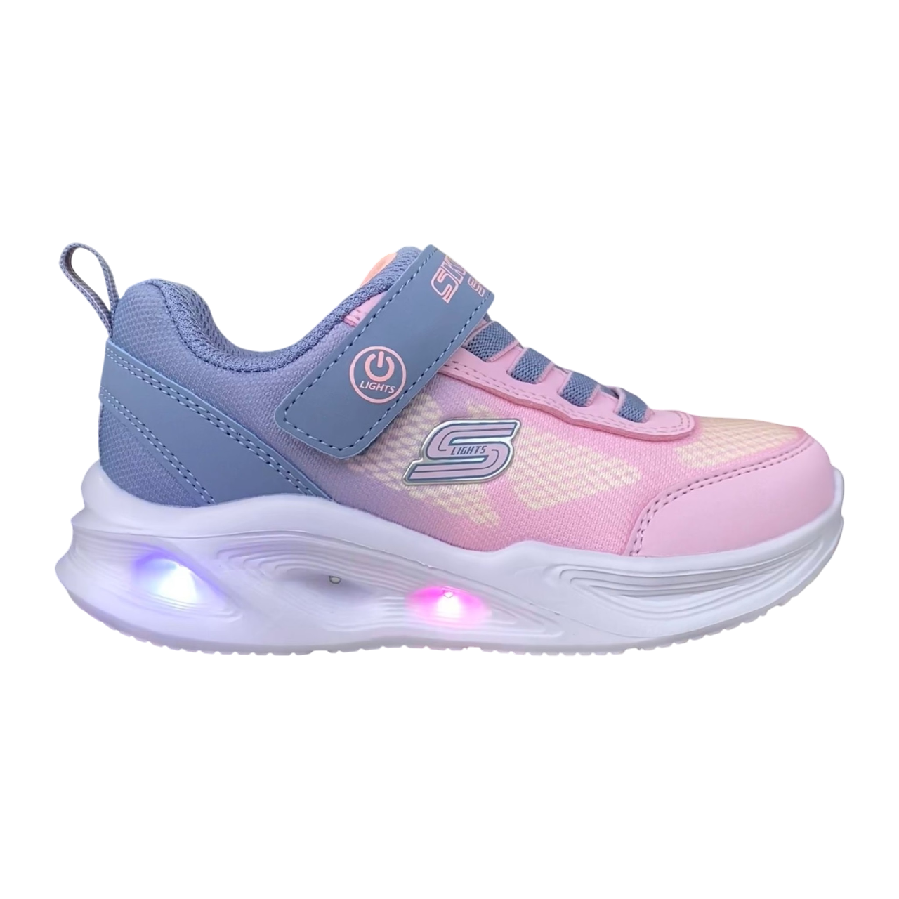Skechers scarpa da ginnastica a bambina con luci S-Lights Sola Glow Ombre Deluxe 303714L/GYLP grigio-rosa