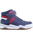 Sneakers alta Geox Junior Perth blu-rosso con tecnologia traspirante, design trendy e chiusura lacci elastici + velcro