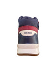 Sneakers alta Geox Junior Perth blu-rosso con tecnologia traspirante, design trendy e chiusura lacci elastici + velcro, vista posteriore