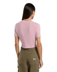 Sportiamo_Dickies maglietta manica corta da donna a coste Plentywood DK0A866FK391 rosa1