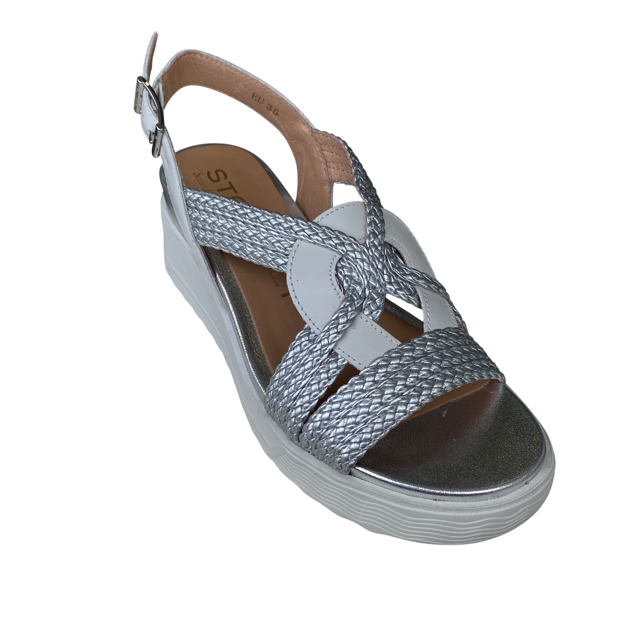 Stonefly sandalo con zeppa da donna Parky 24 220895 849 bianco-argento2