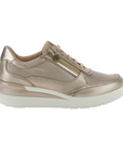 Stonefly scarpa casual da donna con laccio e cerniera Cream 52 in pelle laminata 220738 I89 tortora