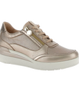 Stonefly scarpa casual da donna con laccio e cerniera Cream 52 in pelle laminata 220738 I89 tortora 2