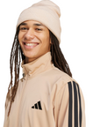 Tuta completa Adidas Tricot Sportswear Basic 3 Stripes JX5501 colore nocciola-nero, abbigliamento sportivo premium, felpa e logo