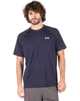 T-shirt tecnica Under Armour Tech blu per uomo, tessuto leggero anti-sudore, frontale