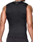Canotta compression Under Armour nera per uomo, tessuto elasticizzato ad alta compressione per supporto muscolare e performance, posteriore