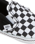 Dettaglio chiusura a strappo scarpine Vans Baby Slip-on Crib VN0A2XSLFB71 nero-bianco