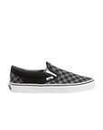 Sneakers Vans Classic Slip-On VN000EYEBPJ grigie a scacchi neri con pattern checkerboard iconic, vista laterale