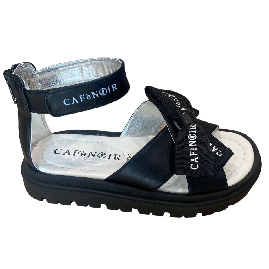 CafèNoir sandalo da bambina e ragazza con zip al tallone e fascia incrociata con fiocco C-2142B black