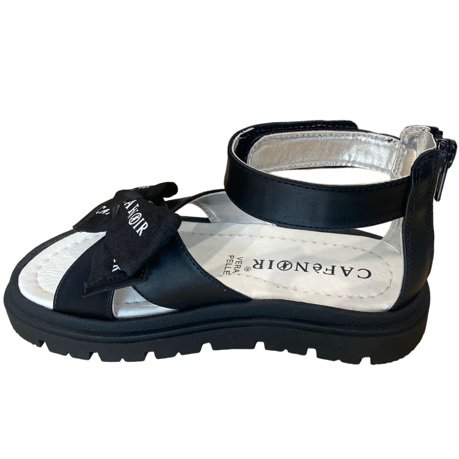 CafèNoir sandalo da bambina e ragazza con zip al tallone e fascia incrociata con fiocco C-2142B black