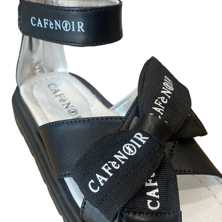CafèNoir sandalo da bambina e ragazza con zip al tallone e fascia incrociata con fiocco C-2142B black