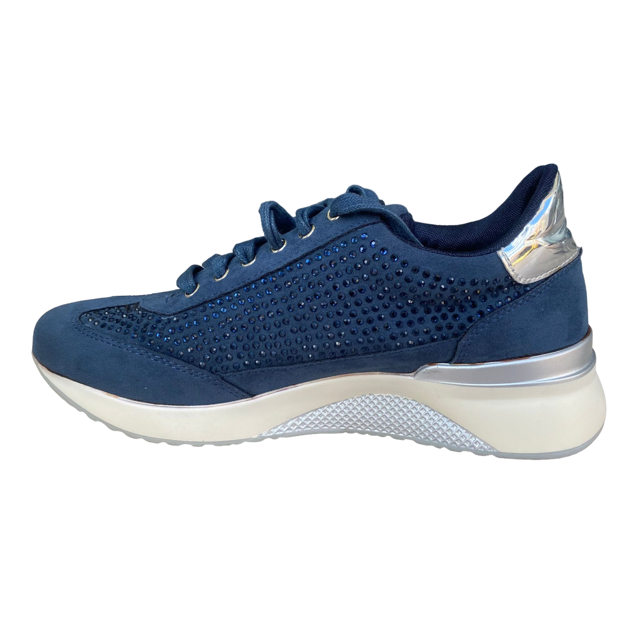 Xti scarpa casual donna Zapato 48934 con tomaia in camoscio e strass blu