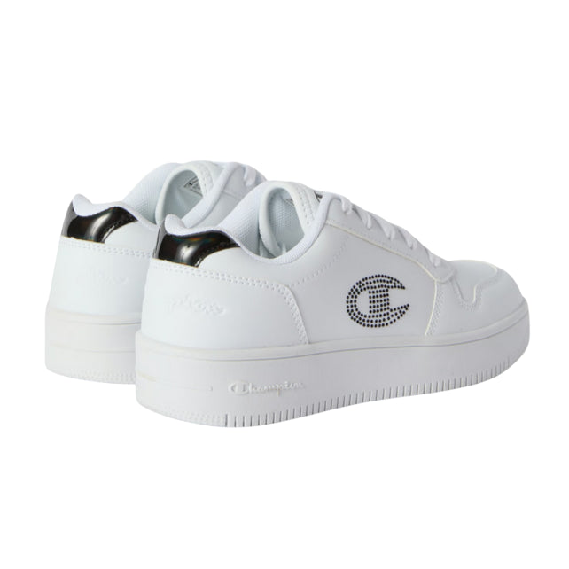 Champion scarpa RD18 platform glitter Ragazza Low Cut S32872 WW003 bianco - Sneakers platform glitter bianche con lacci