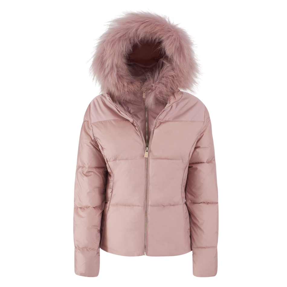Yes Zee piumino trapuntato da ragazza a doppiopetto con cappuccio e pelliccia J016 QVJJ 0406 rosa antico